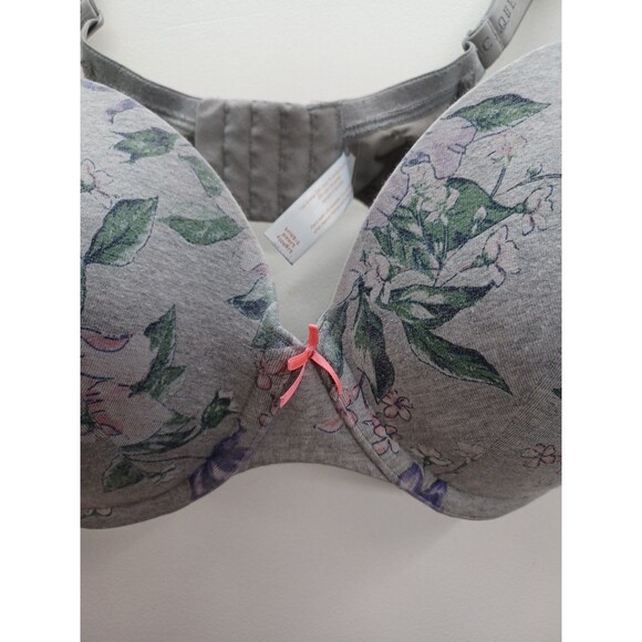 Cacique Padded Lightly Lined Bra Full Coverage Floral Gray Purple Wired Sz 40D - Picture 3 of 7